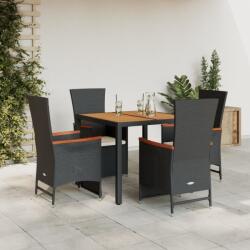 vidaXL Set mobilier de grădină cu perne, 5 piese, negru, poliratan (3277504)