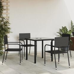 vidaXL Set mobilier de grădină, 5 piese, negru, poliratan și oțel (3203281)
