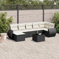 vidaXL Set canapele de grădină cu perne, 7 piese, negru, poliratan (3254033)