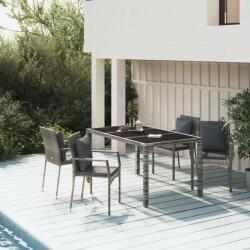 vidaXL Set mobilier de grădină cu perne, 5 piese, gri, poliratan (3157959) - comfy