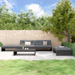 vidaXL Set mobilier de grădină cu perne, 5 piese, negru, lemn masiv (3186148)