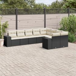 vidaXL Set mobilier de grădină cu perne, 9 piese, negru, poliratan (3223035)