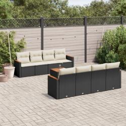 vidaXL Set mobilier de grădină cu perne, 9 piese, negru, poliratan (3258220)
