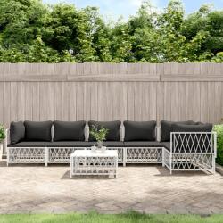 vidaXL Set mobilier de grădină cu perne, 7 piese, alb, oțel (3186878) - comfy