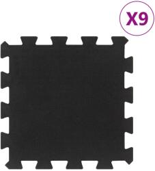 vidaXL Plăci de podea din cauciuc, 9 buc. , negru, 16 mm, 30x30 cm (155670)