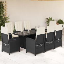 vidaXL Set mobilier de grădină cu perne, 9 piese, negru, poliratan (3212250)