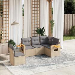 vidaXL Set canapele de grădină cu perne, 5 piese, bej, poliratan (3226815)