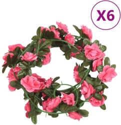 vidaXL Ghirlande de flori artificiale, 6 buc. , roșu roz, 240 cm (359068)
