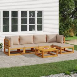vidaXL Set mobilier de grădină cu perne gri taupe, 6 piese, lemn masiv (3155250) - comfy