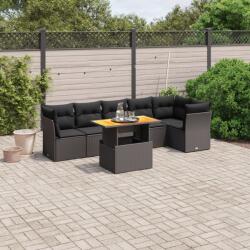 vidaXL Set canapele de grădină cu perne, 7 piese, negru, poliratan (3270838)