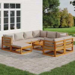 vidaXL Set mobilier grădină cu perne gri deschis, 10 piese, lemn pin (3155292) - comfy