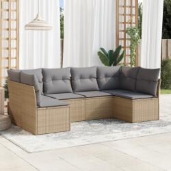vidaXL Set canapele de grădină cu perne, 6 piese, bej, poliratan (3217389)