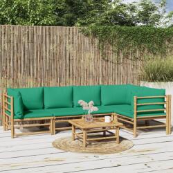 vidaXL Set mobilier de grădină cu perne verzi, 6 piese, bambus (3155169) - comfy