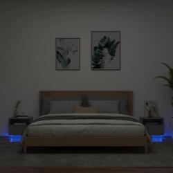 vidaXL Noptiere cu lumini LED, 2 buc. , negru, 40x39x37 cm (836801)