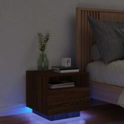 vidaXL Noptieră cu lumini LED, stejar maro, 40x39x37 cm (836810)