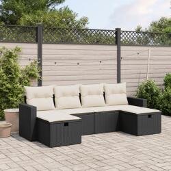 vidaXL Set mobilier de grădină cu perne, 6 piese, negru, poliratan (3263542)