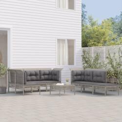 vidaXL Set mobilier de grădină cu perne, 10 piese, gri, poliratan (3187575) - comfy