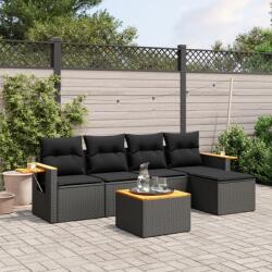 vidaXL Set mobilier de grădină cu perne, 6 piese, negru, poliratan (3226762)