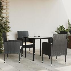 vidaXL Set mobilier de grădină, 5 piese, negru, poliratan și oțel (3203313) - comfy