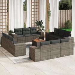 vidaXL Set mobilier de grădină cu perne, 13 piese, gri, poliratan (3257712)