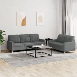 vidaXL Set de canapele cu perne, 2 piese, gri închis, textil (3201307) - comfy Canapea