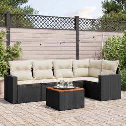 vidaXL Set mobilier de grădină cu perne, 6 piese, negru, poliratan (3224110)