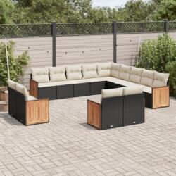 vidaXL Set mobilier de grădină cu perne, 13 piese, negru, poliratan (3228205)