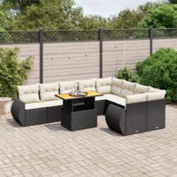 vidaXL Set canapele de grădină cu perne, 10 piese, negru, poliratan (3272351)