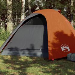 vidaXL Cort camping 4 persoane gri/portocaliu 267x272x145cm tafta 185T (94337) Cort