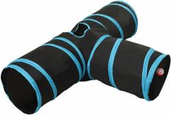 vidaXL Tunel pentru pisici 3 căi, negru și albastru, 90 cm, poliester (172182) - comfy