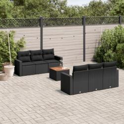vidaXL Set canapele de grădină cu perne, 7 piese, negru, poliratan (3224011)