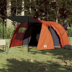 vidaXL Cort camping 4 persoane gri/portocaliu 420x260x153cm tafta 185T (94399) Cort