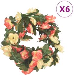 vidaXL Ghirlande de flori artificiale, 6 buc. , rose și șampanie 240 cm (359064)
