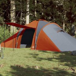vidaXL Cort camping 6 persoane gri/portocaliu 576x238x193cm tafta 185T (94345)