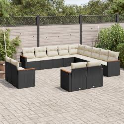 vidaXL Set mobilier de grădină cu perne, 13 piese, negru, poliratan (3226525)
