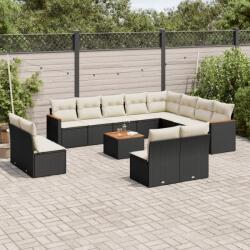 vidaXL Set mobilier de grădină cu perne, 13 piese, negru, poliratan (3226476)