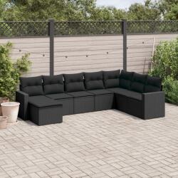 vidaXL Set mobilier de grădină cu perne, 8 piese, negru, poliratan (3251692)