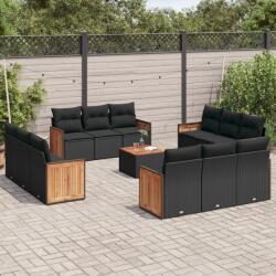 vidaXL Set mobilier de grădină cu perne, 13 piese, negru, poliratan (3227518)