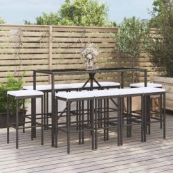 vidaXL Set mobilier de grădină cu perne, 11 piese, negru, poliratan (3187639) - comfy