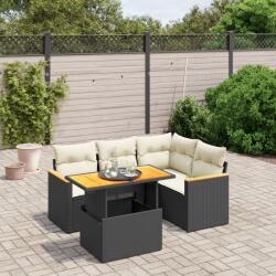vidaXL Set mobilier de grădină cu perne, 5 piese, negru, poliratan (3273058)