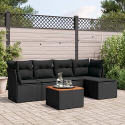vidaXL Set mobilier de grădină cu perne, 6 piese, negru, poliratan (3223612)