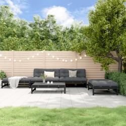 vidaXL Set mobilier de grădină cu perne, 5 piese, negru, lemn masiv (3186120)