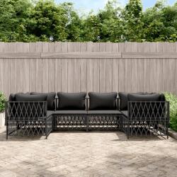vidaXL Set mobilier de grădină, 6 piese, cu perne, antracit, oțel (3186919) - comfy