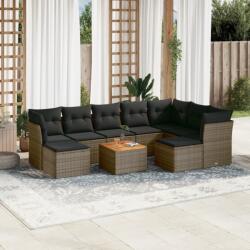 vidaXL Set mobilier de grădină cu perne, 10 piese, gri, poliratan (3256298)
