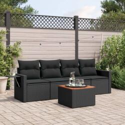vidaXL Set mobilier de grădină cu perne, 5 piese, negru, poliratan (3224438)
