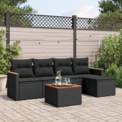 vidaXL Set mobilier de grădină cu perne, 6 piese, negru, poliratan (3225922)