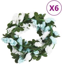 vidaXL Ghirlande de flori artificiale, 6 buc. albastru și alb, 240 cm (359065)
