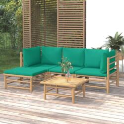 vidaXL Set mobilier de grădină cu perne verzi, 5 piese, bambus (3155146) - comfy