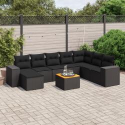 vidaXL Set mobilier de grădină cu perne, 9 piese, negru, poliratan (3257910)