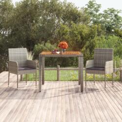 vidaXL Masă de grădină cu blat din lemn, gri, 90x90x75 cm, poliratan (319898) - comfy